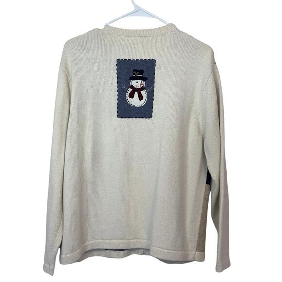 Vintage Croft & Barrow Full Zip Winter Sweater Size L Holiday Christmas Snowman - Picture 3 of 10